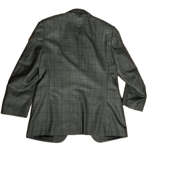 Men's Canali charcoal check wool suit jacket sport coat - Picture 15 of 15